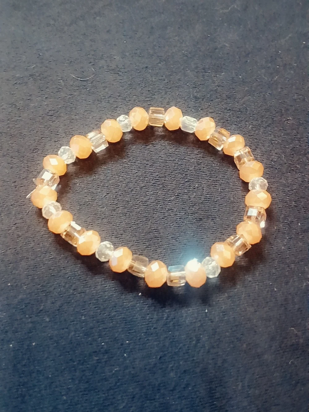 Peach And Clear Beaded Bracelet